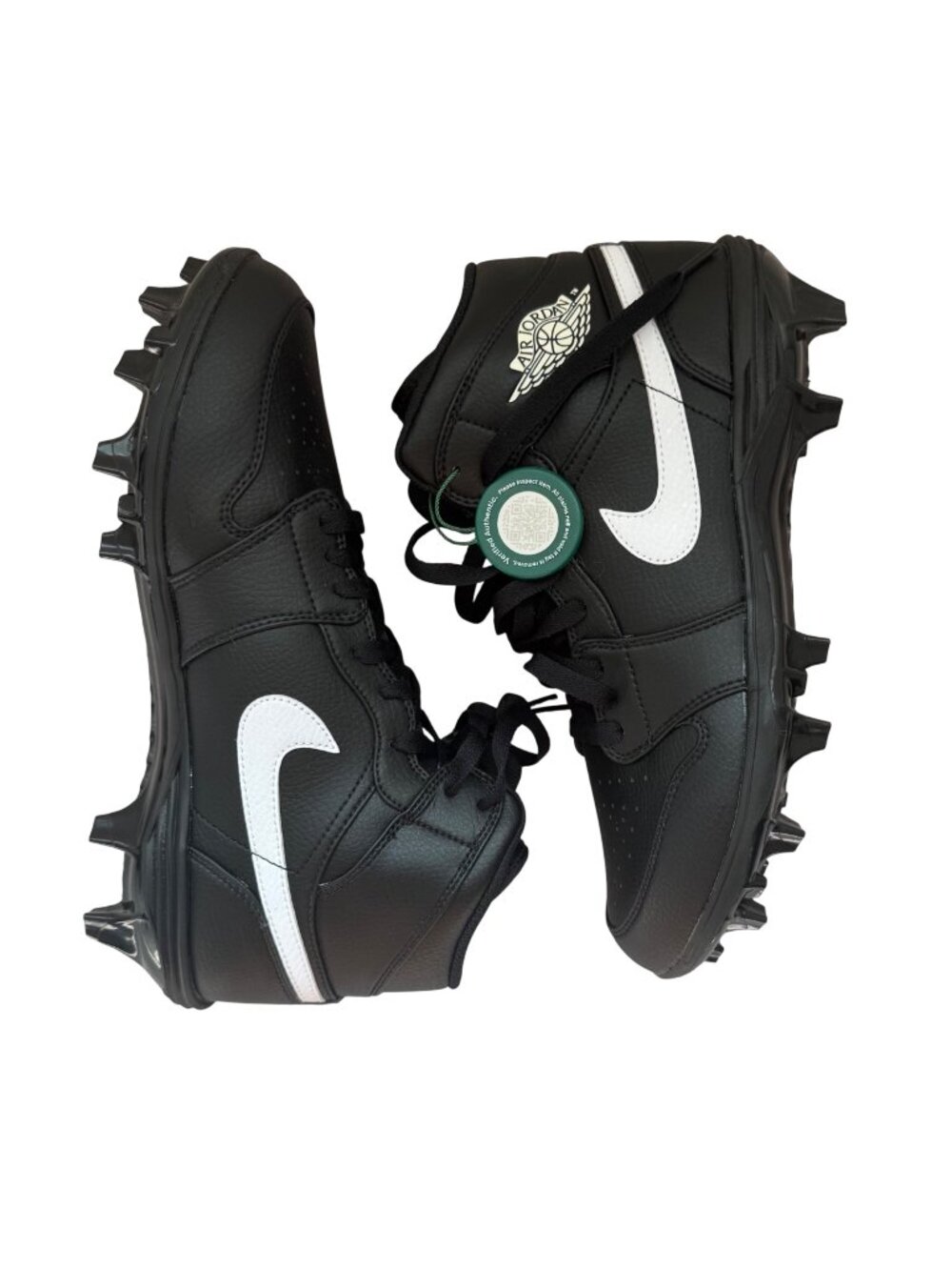 New Jordan 1 Mid TD Size 9 Mens Football Cleats Shoes Black FJ6805-001